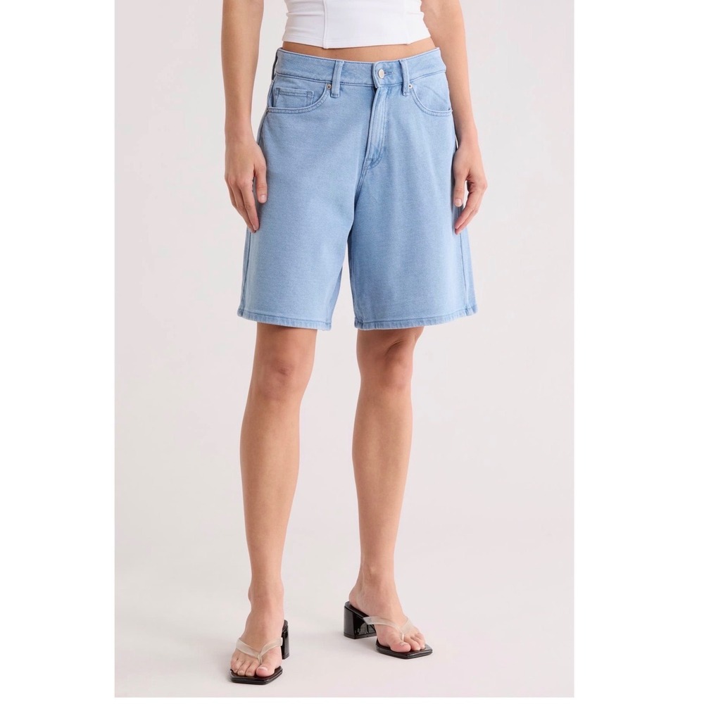 Good American Jeanious Good Ease Bermuda Denim Shorts Light Size 8 29 New